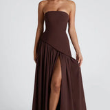 Robe Maxi Bustier Corset Foulard Fente Haute