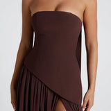 Robe Maxi Bustier Corset Foulard Fente Haute