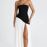 Robe Maxi Bustier Corset Foulard Fente Haute
