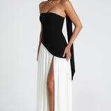 Robe Maxi Bustier Corset Foulard Fente Haute