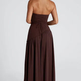 Robe Maxi Bustier Corset Foulard Fente Haute