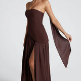 Robe Maxi Bustier Corset Foulard Fente Haute