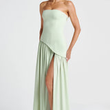 Robe Maxi Bustier Corset Foulard Fente Haute