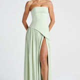 Robe Maxi Bustier Corset Foulard Fente Haute