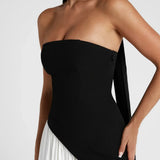 Robe Maxi Bustier Corset Foulard Fente Haute