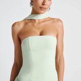 Robe Maxi Bustier Corset Foulard Fente Haute
