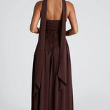 Robe Maxi Bustier Corset Foulard Fente Haute