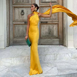 Robe Maxi Drapée Bretelle Unique