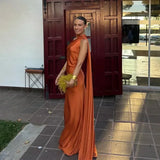 Robe Maxi Drapée Bretelle Unique