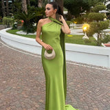 Robe Maxi Drapée Bretelle Unique