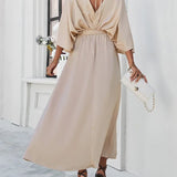 Robe Maxi Col V Manches Courtes