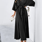 Robe Maxi Col V Manches Courtes