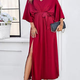 Robe Maxi Col V Manches Courtes