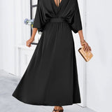 Robe Maxi Col V Manches Courtes
