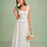Jupe Midi A-Ligne Blanche — 100% Coton, Taille Naturelle, Coupe Épurée