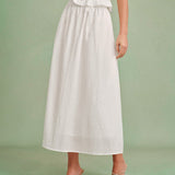 Jupe Midi A-Ligne Blanche — 100% Coton, Taille Naturelle, Coupe Épurée